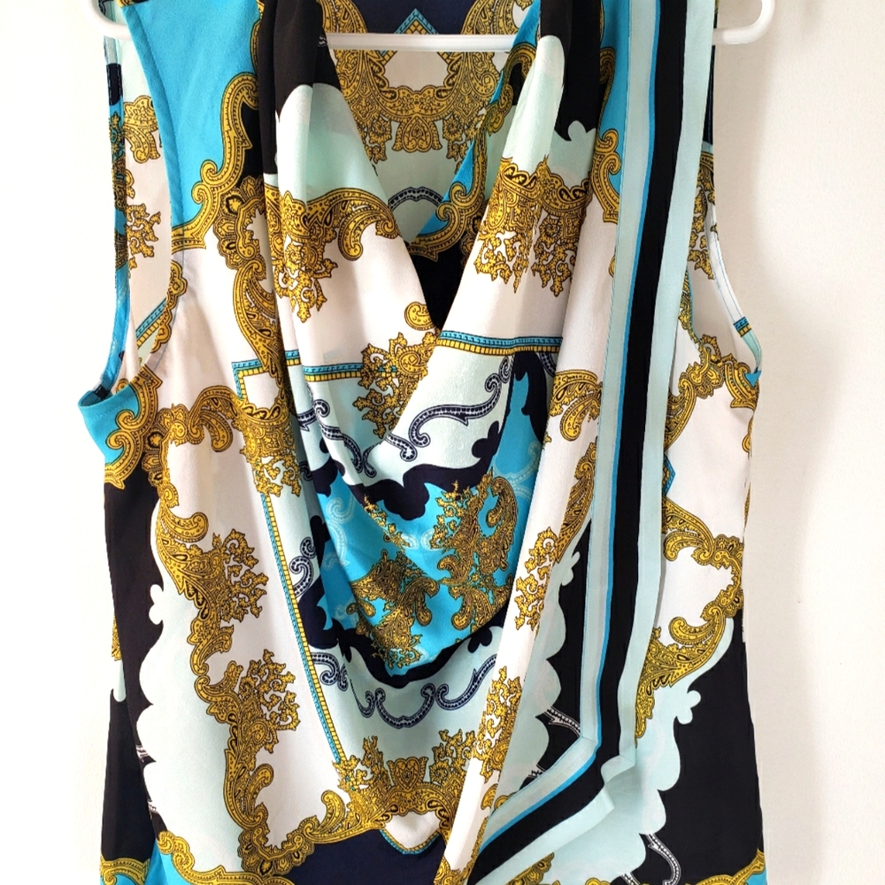 NY&Company cowl neck scarf print blouse